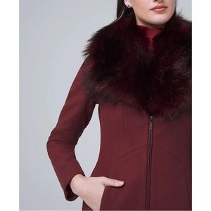 NWT WHBM Classic Coat With Removable Faux Fur Collar